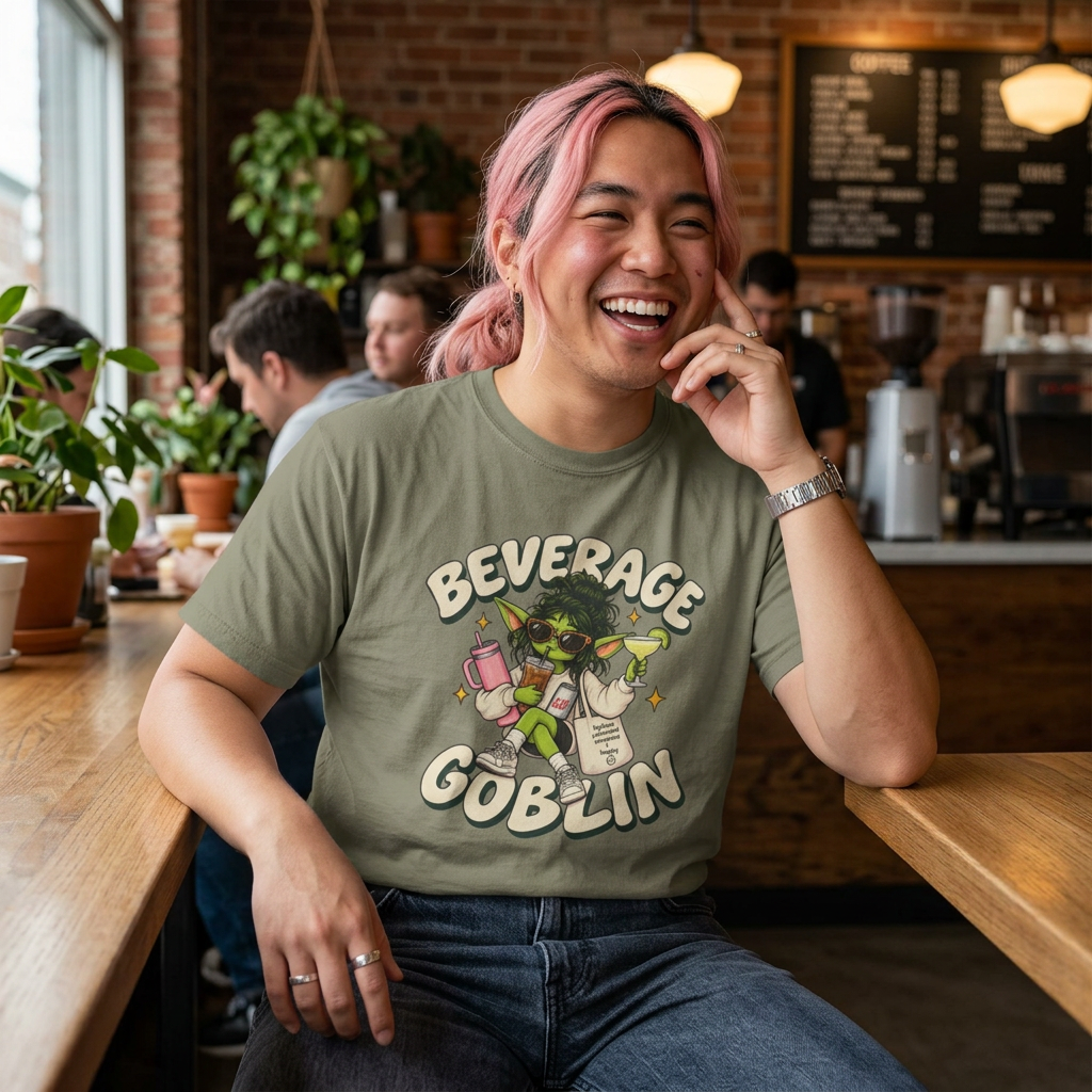 Beverage Goblin T-Shirt — Cute Retro Drink Lover Tee