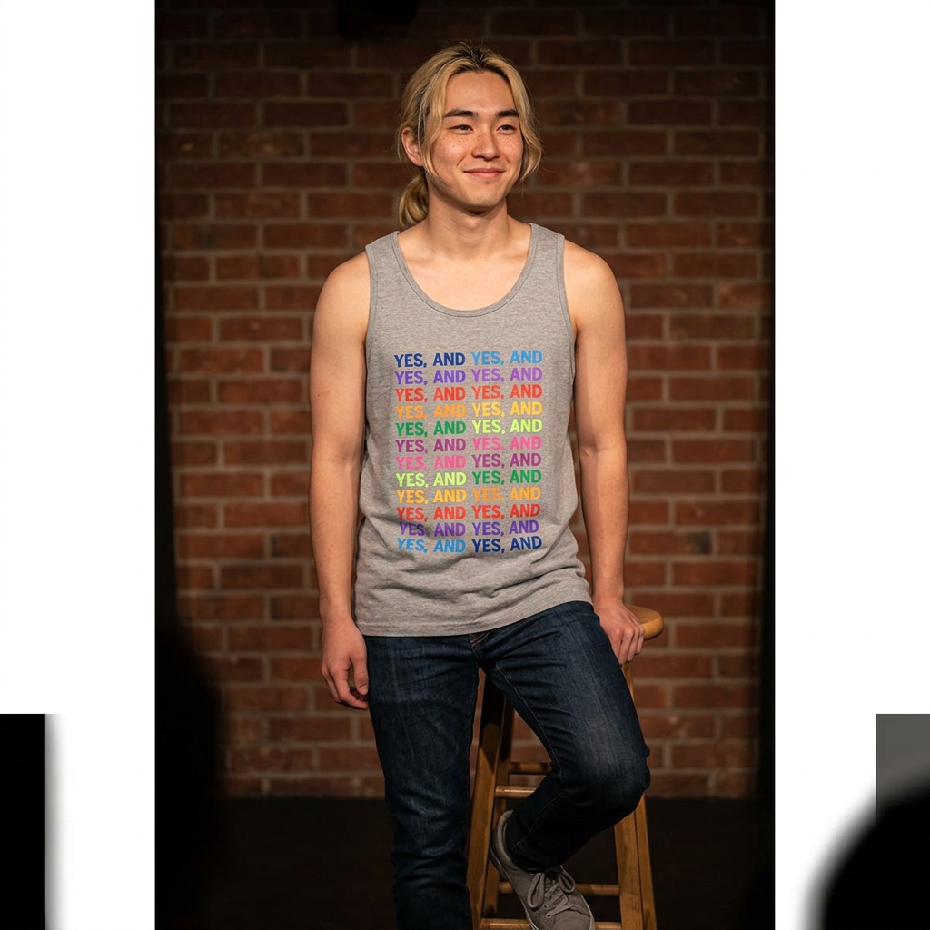 Improv, "Yes, And" // Positive Vibes Unisex Cotton Tank Top - Colorful 'YES' Design