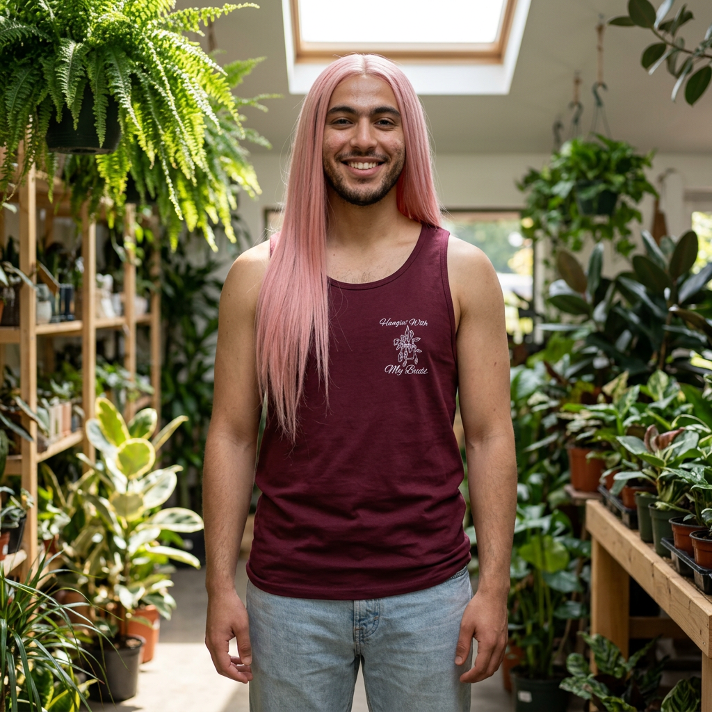 Hangin' With My Buds // Happy Plant Lover Unisex Heavy Cotton Tank Top - Perfect for Gardening Enthusiasts