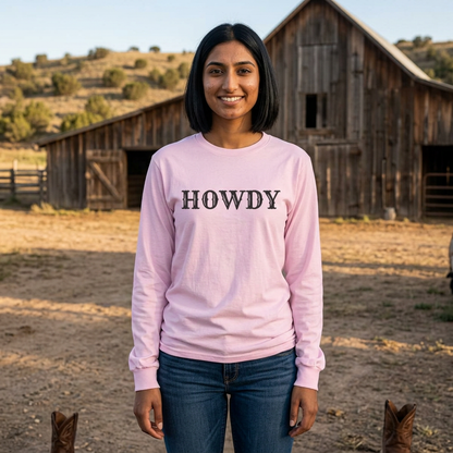 Howdy & Adios // Unisex Long Sleeve Tee | Casual Cotton Top for Friends & Farewells