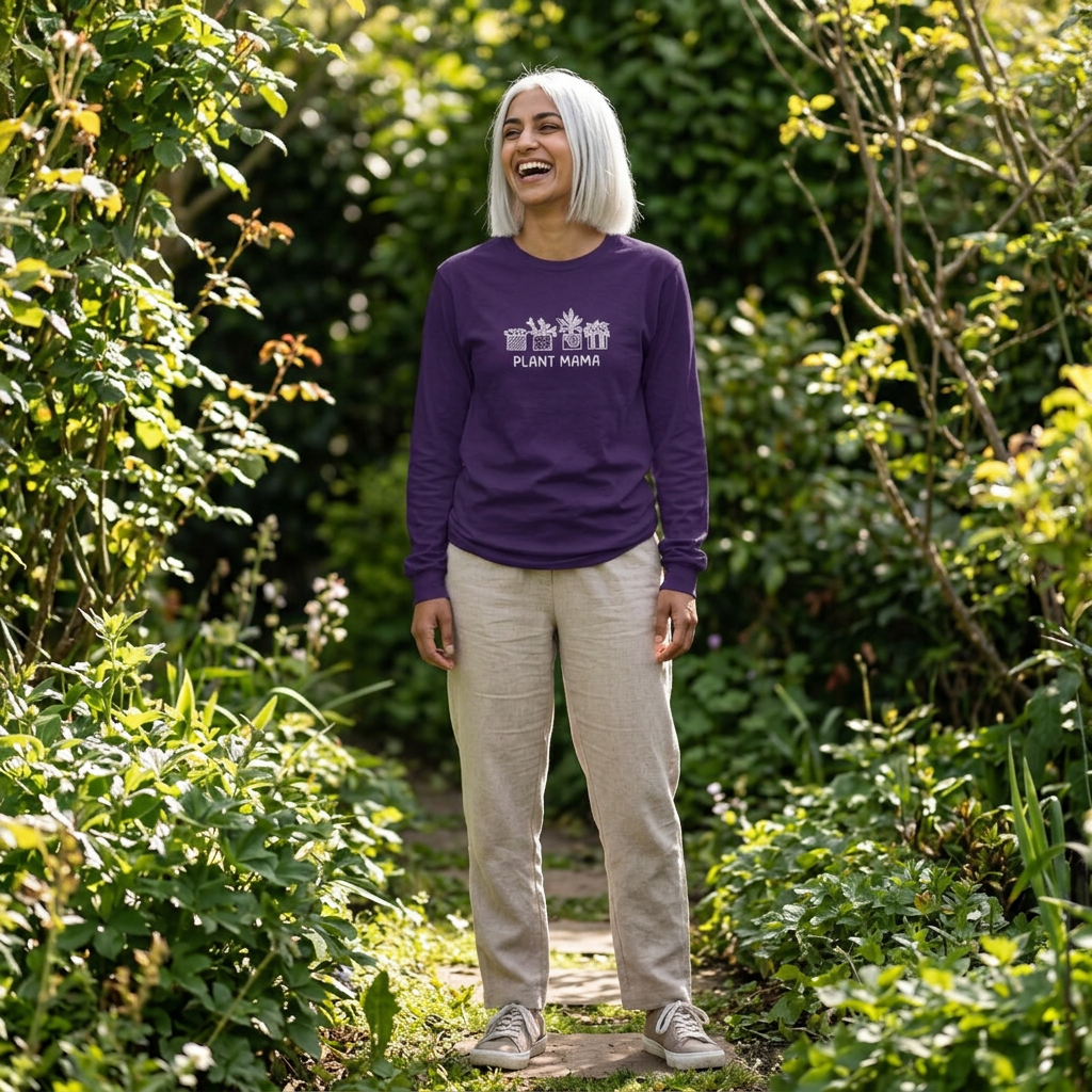 Plant Mama // Long Sleeve Tee - Unisex Cotton Shirt for Plant Lovers