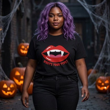 Vampire Lips Tee: Unisex Heavy Cotton Tee for Halloween, Party, Gift, Funny T-Shirt, Casual Wear, Trendy Fashion