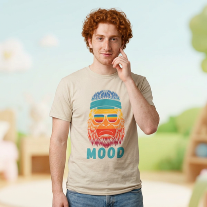 Bigfoot Mood // Retro Mood Unisex Heavy Cotton Tee - Colorful Graphic T-Shirt