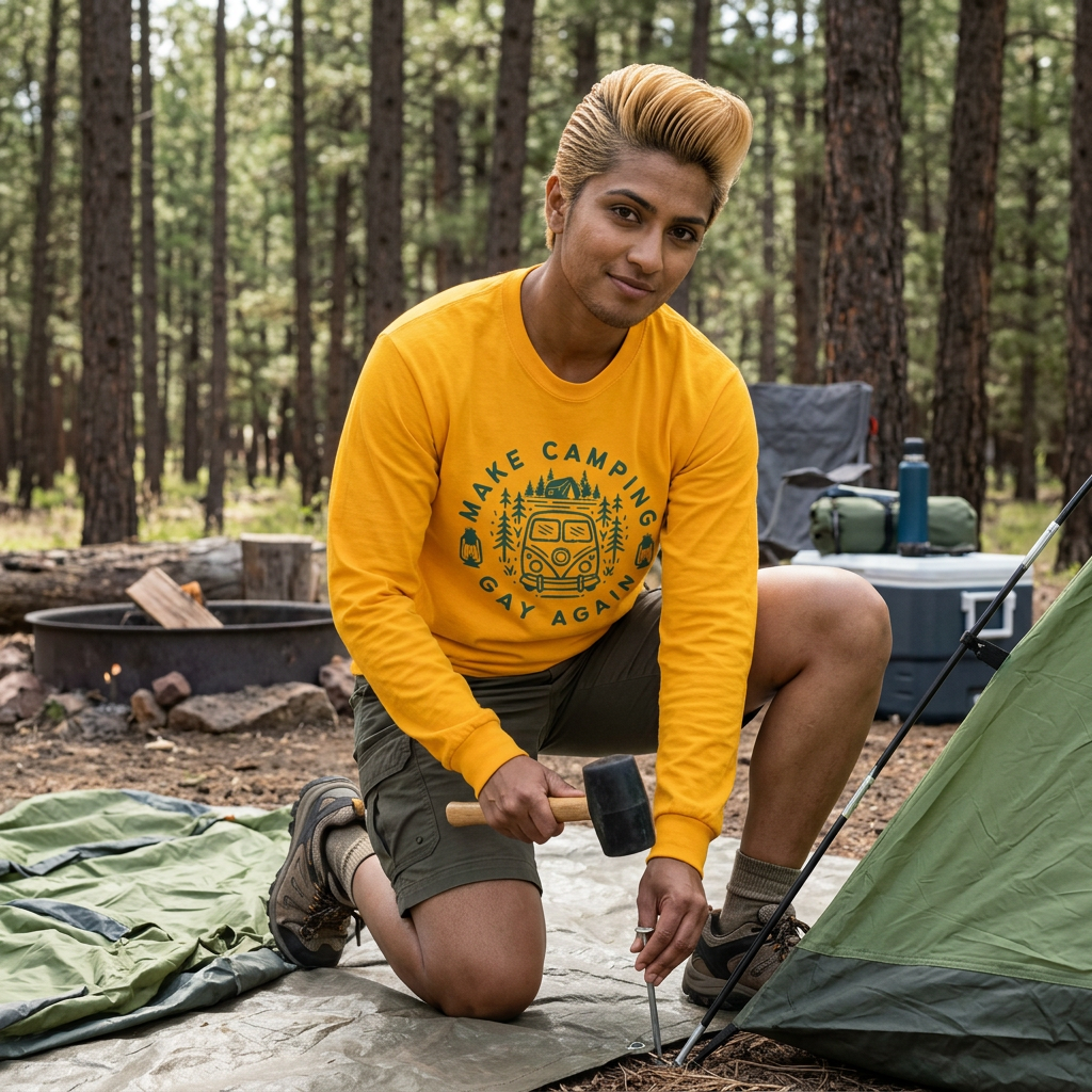 Make Camping Gay Again // Long Sleeve Tee - Unisex Ultra Cotton Shirt for Outdoor Enthusiasts