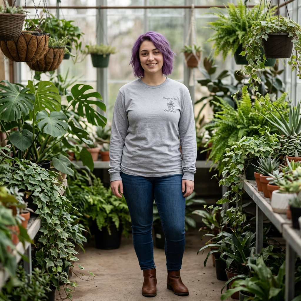 Hangin' With My Buds // Unisex Ultra Cotton Long Sleeve Tee - 'Happy Plants' Botanical Design