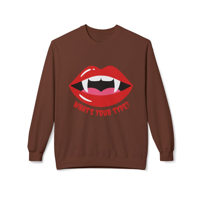 Vampire Lips Crewneck: Unisex Heavy Cotton Sweatshirt for Halloween, Party, Gift, Funny T-Shirt, Casual Wear, Trendy Fashion