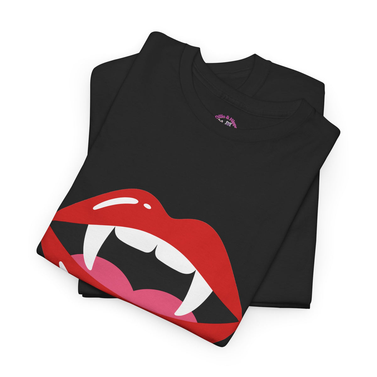 Vampire Lips Tee: Unisex Heavy Cotton Tee for Halloween, Party, Gift, Funny T-Shirt, Casual Wear, Trendy Fashion