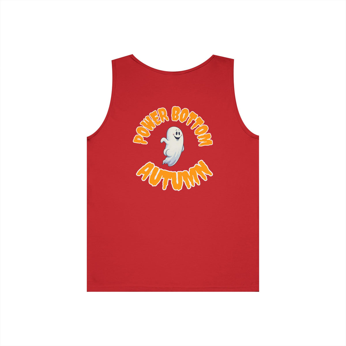 Power Bottom Autumn - White Ghost // Unisex Heavy Cotton Ghost Theme Tank Top - Fall Vibes