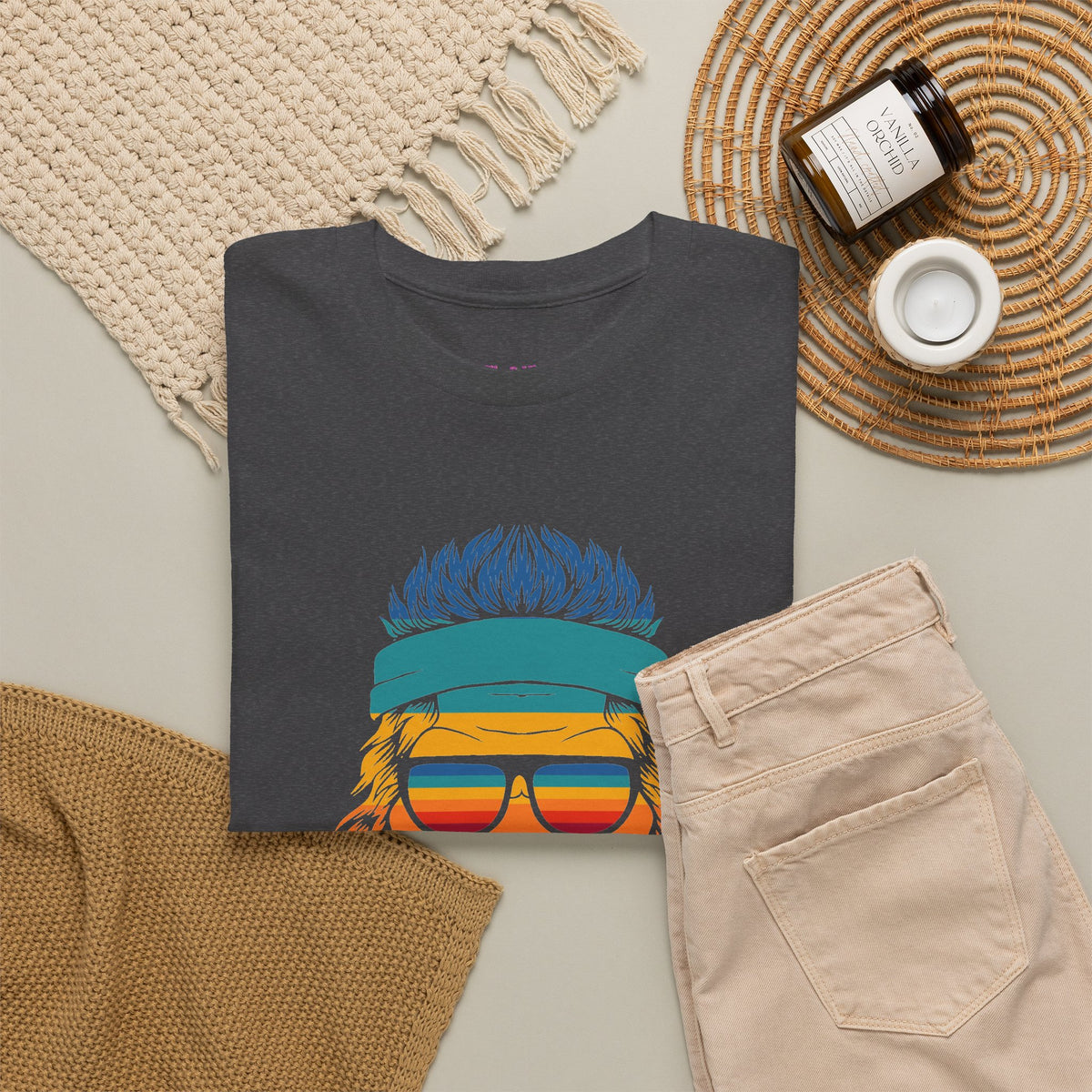Bigfoot Mood // Retro Mood Unisex Heavy Cotton Tee - Colorful Graphic T-Shirt