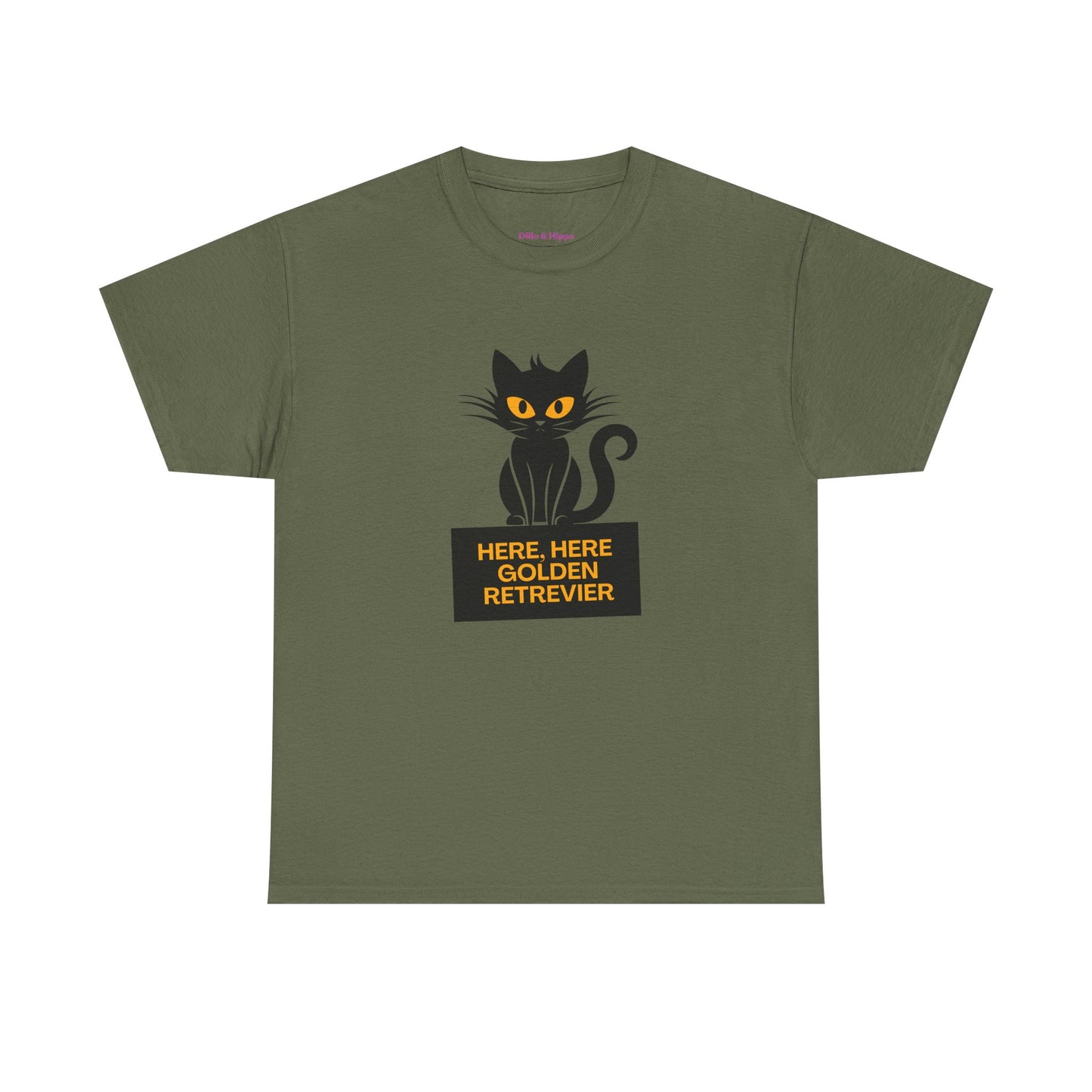Black Cat with Sign //  Unisex Heavy Cotton Tee