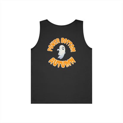 Power Bottom Autumn - White Ghost // Unisex Heavy Cotton Ghost Theme Tank Top - Fall Vibes
