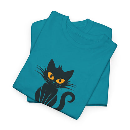 Black Cat with Sign //  Unisex Heavy Cotton Tee