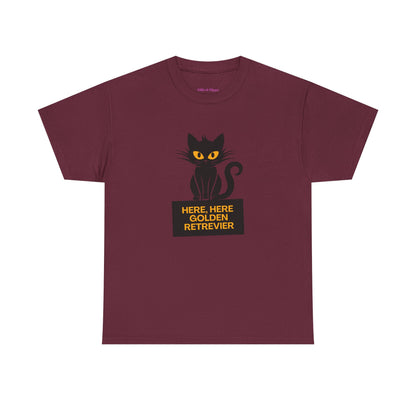 Black Cat with Sign //  Unisex Heavy Cotton Tee