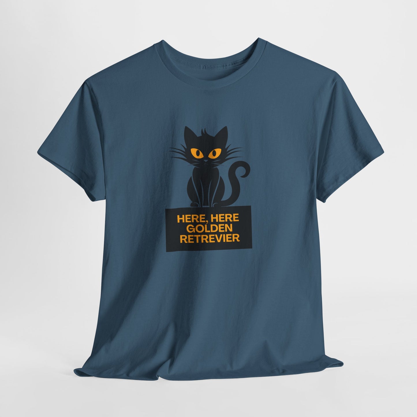 Black Cat with Sign //  Unisex Heavy Cotton Tee