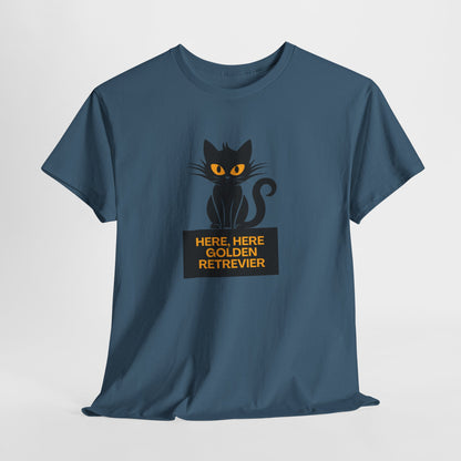 Black Cat with Sign //  Unisex Heavy Cotton Tee