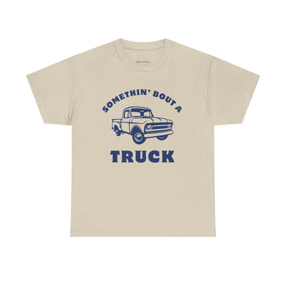 Somethin' Bout a Truck - Navy Pickup // Unisex Heavy Cotton Tee - Perfect for Truck Lovers
