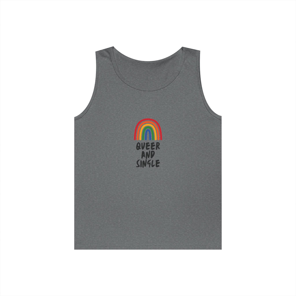 Queer and Single Rainbow // Unisex Heavy Cotton Tank Top