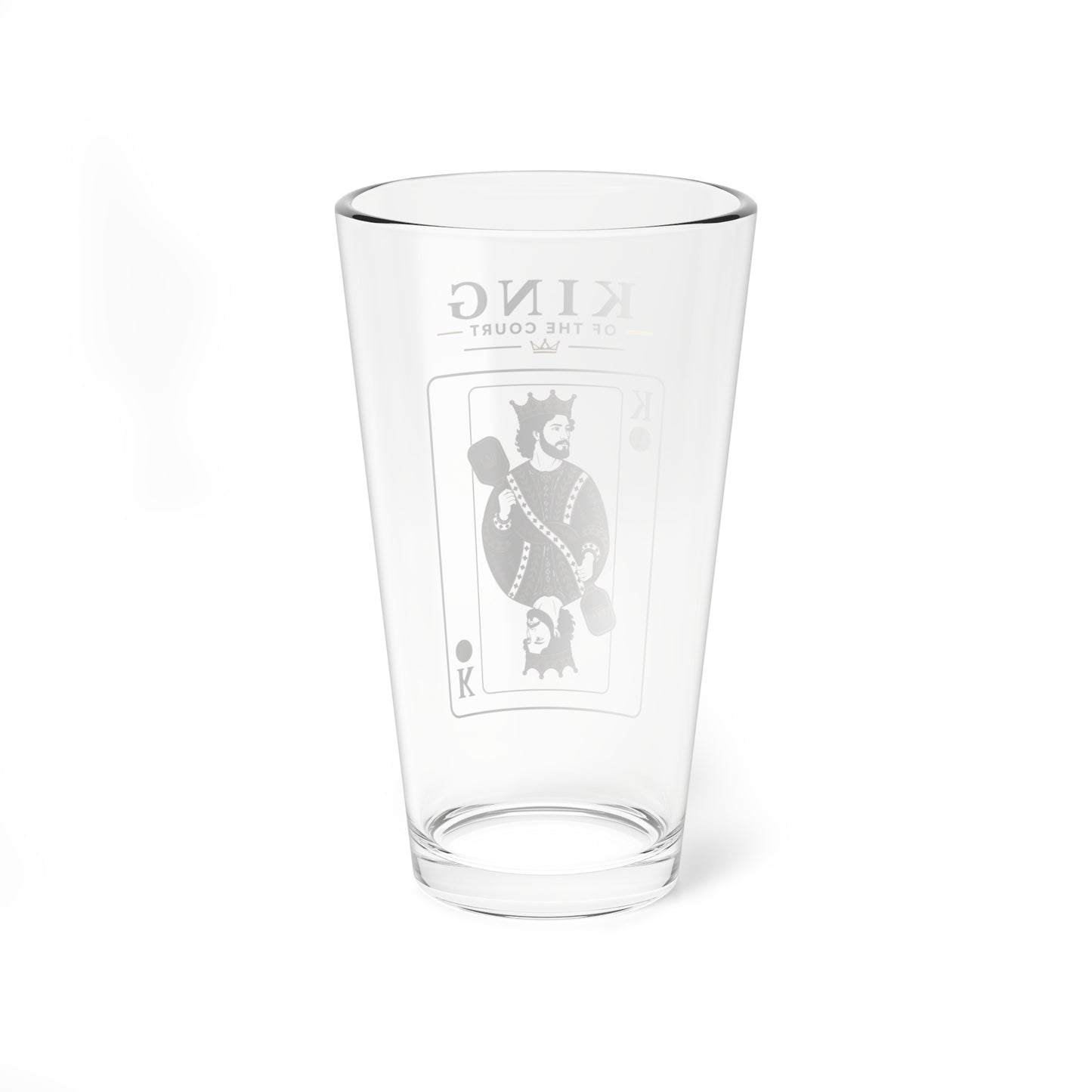 Pickleball - King of the Court - Vintage Playing Card - - 16oz Mixing Glass – Cocktail Shaker Glass or Beer Pint