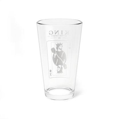 Pickleball - King of the Court - Vintage Playing Card - - 16oz Mixing Glass – Cocktail Shaker Glass or Beer Pint