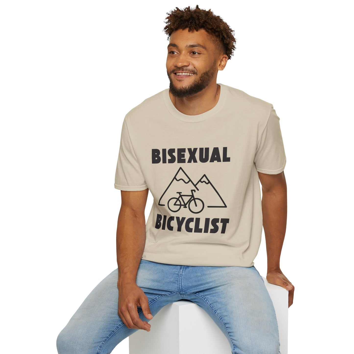 Bisexual (Mountain) Bicyclist  // Unisex Softstyle T-Shirt