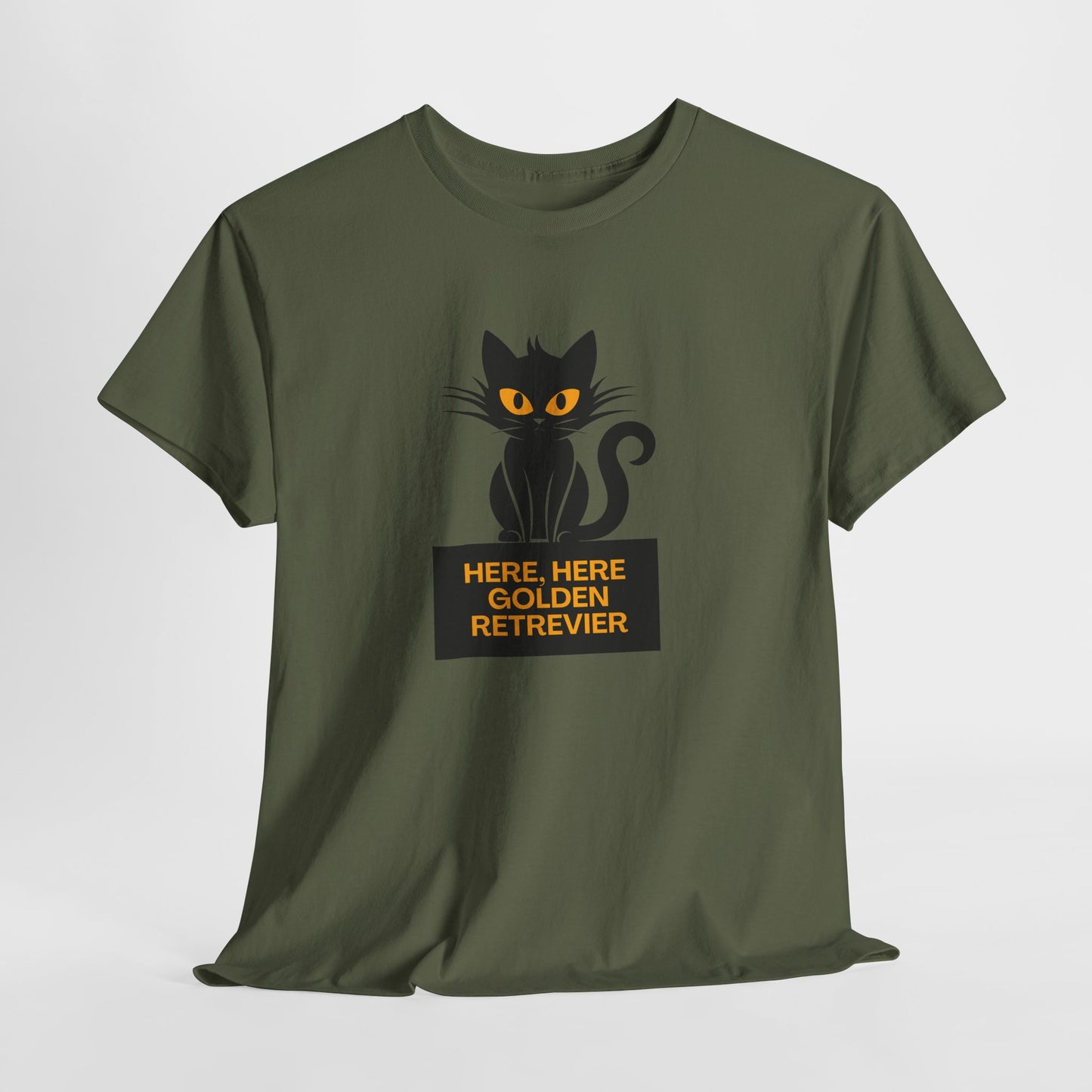 Black Cat with Sign //  Unisex Heavy Cotton Tee