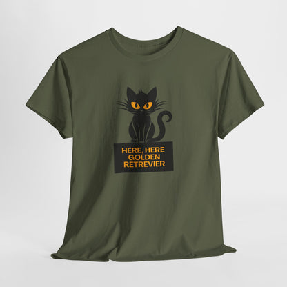 Black Cat with Sign //  Unisex Heavy Cotton Tee