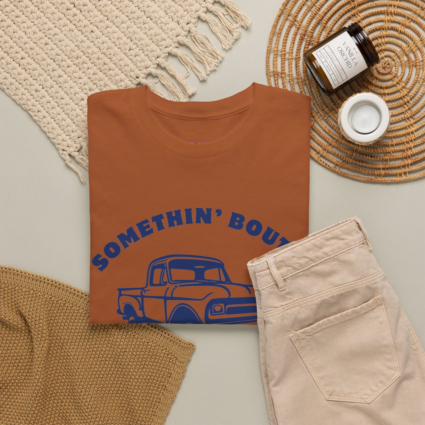 Somethin' Bout a Truck - Navy Pickup // Unisex Heavy Cotton Tee - Perfect for Truck Lovers