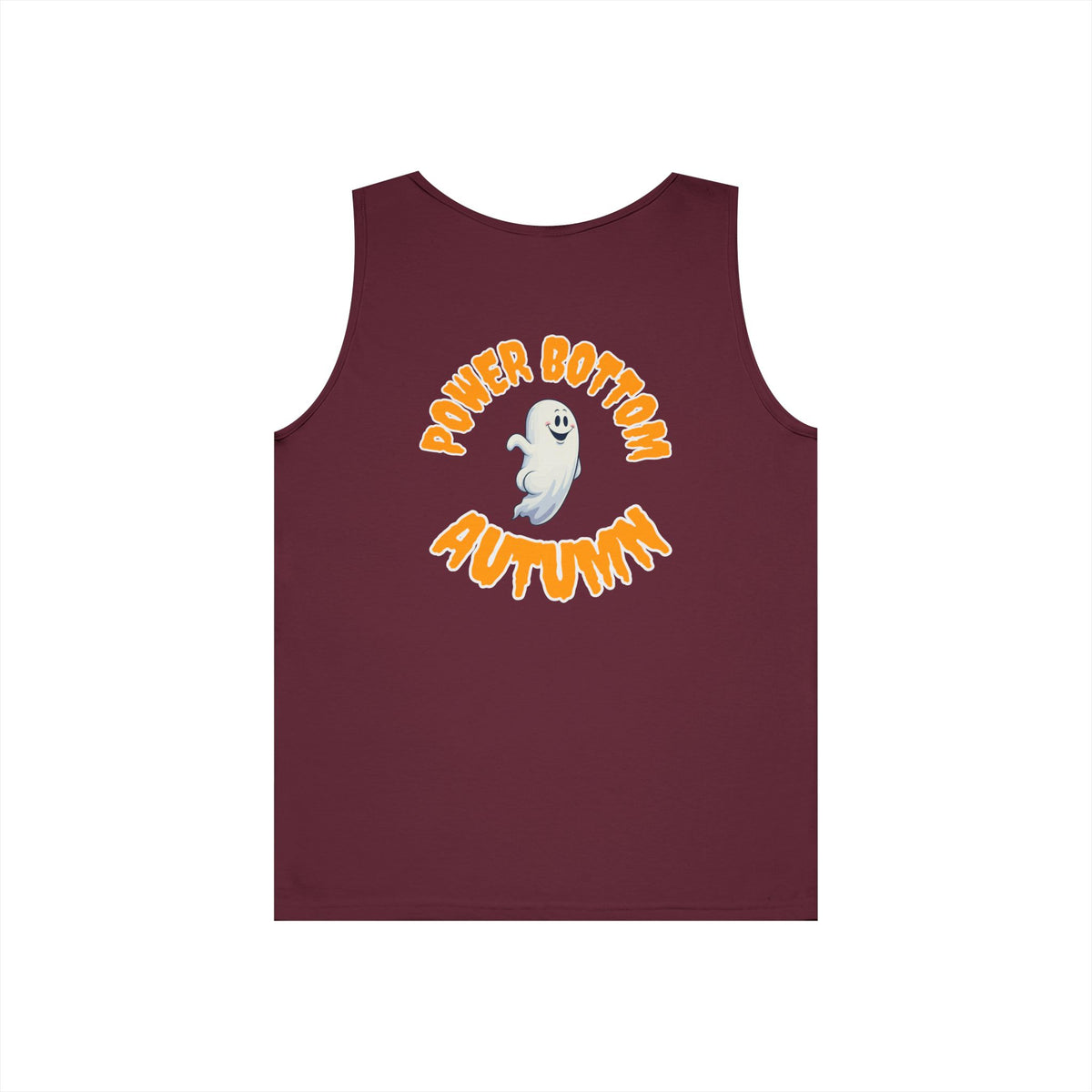 Power Bottom Autumn - White Ghost // Unisex Heavy Cotton Ghost Theme Tank Top - Fall Vibes