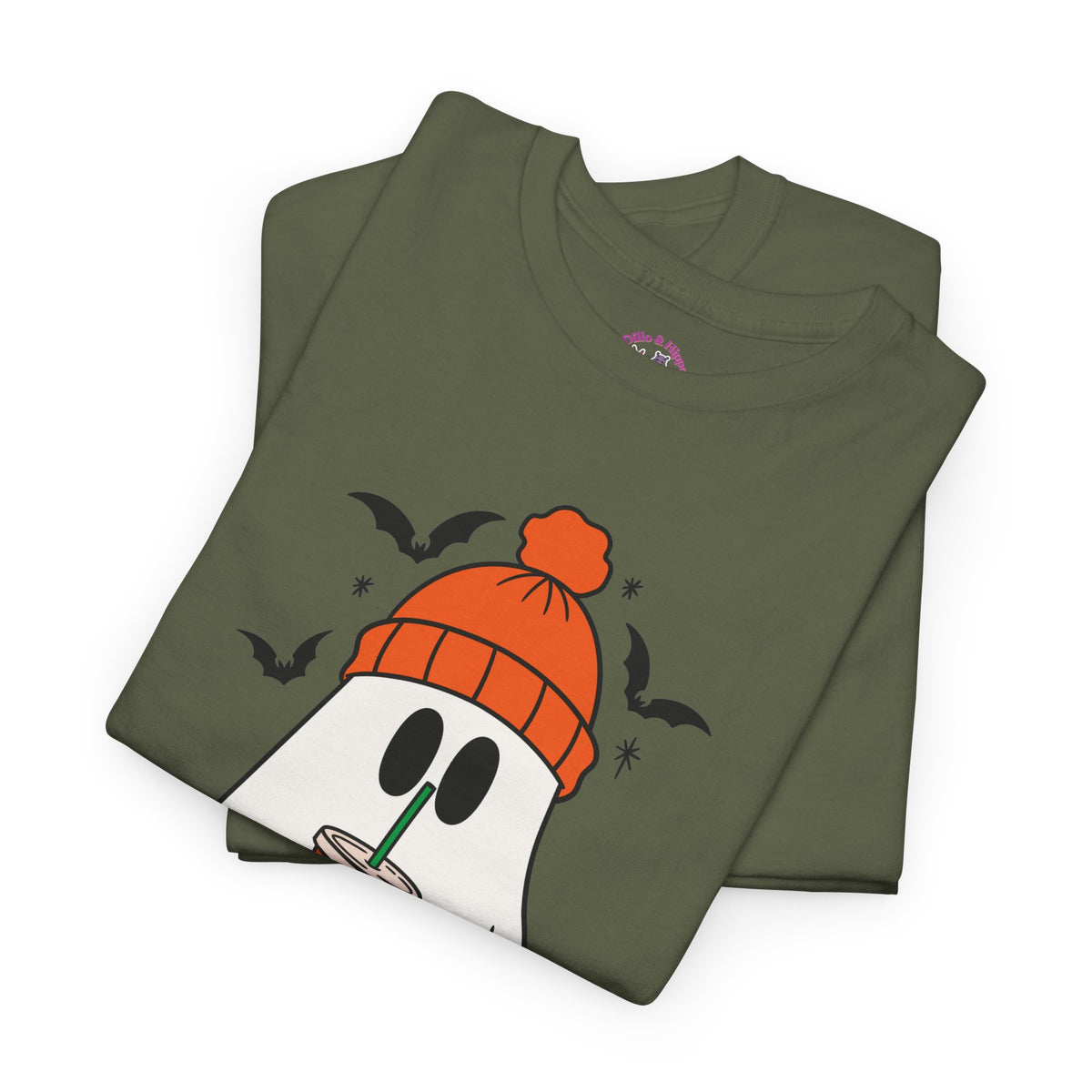 Ghostly Chill Unisex Heavy Cotton Tee, Halloween Shirt, Casual Wear, Fall Fashion, Cute Ghost Tee, Spooky Vibes