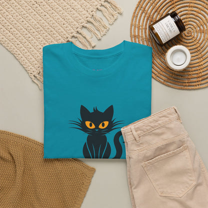Black Cat with Sign //  Unisex Heavy Cotton Tee