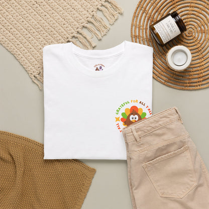 Grateful for All Y'all with Turkey // Pocket Placement // Unisex Jersey Short Sleeve Tee