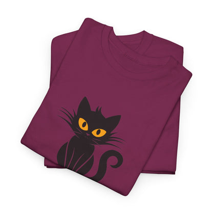 Black Cat with Sign //  Unisex Heavy Cotton Tee