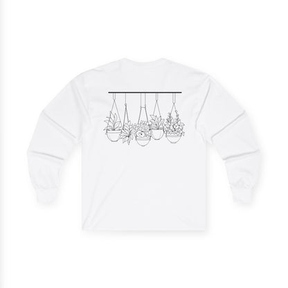 Hangin' With My Buds // Unisex Ultra Cotton Long Sleeve Tee - 'Happy Plants' Botanical Design