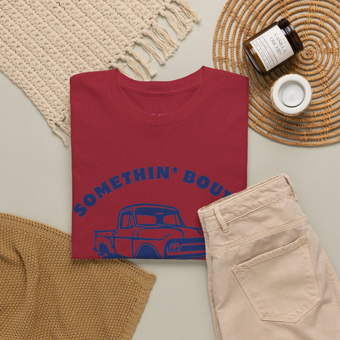 Somethin' Bout a Truck - Navy Pickup // Unisex Heavy Cotton Tee - Perfect for Truck Lovers