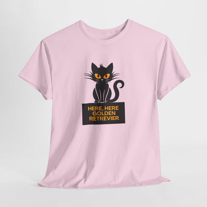 Black Cat with Sign //  Unisex Heavy Cotton Tee