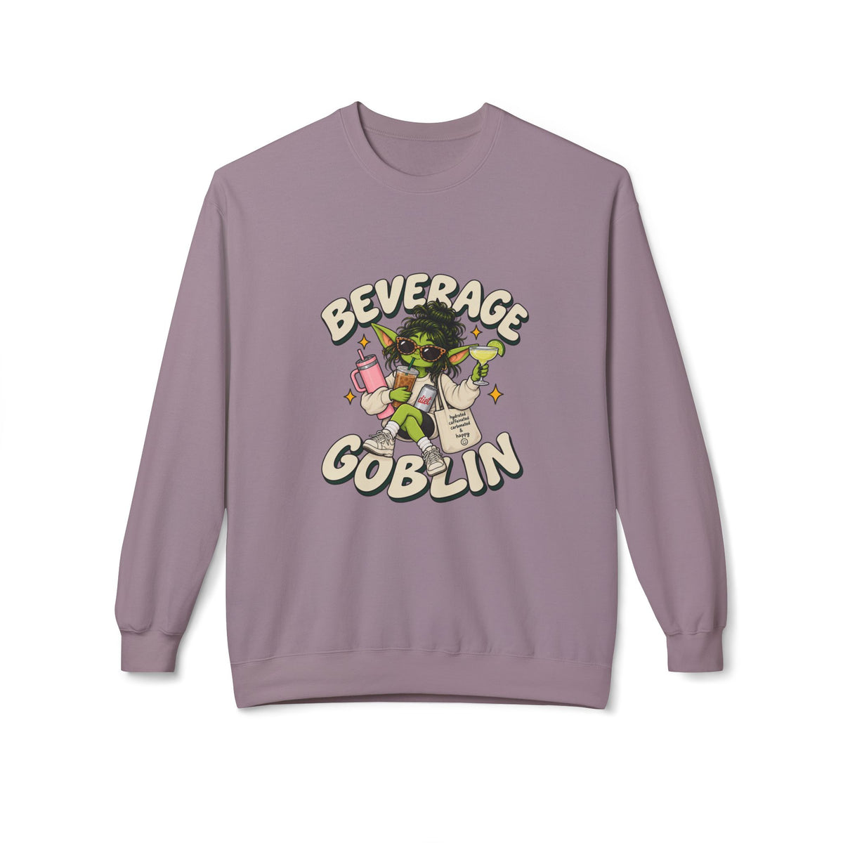 Beverage Goblin T-Shirt — Cute Retro Drink Lover Crew Neck Sweatshirt
