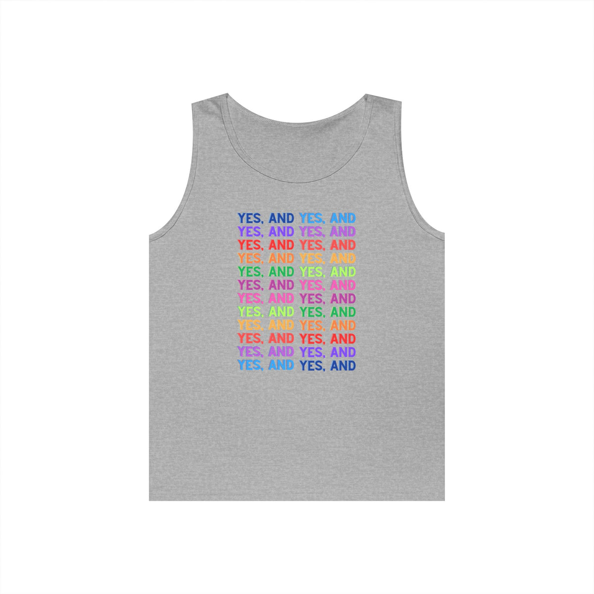 Improv, "Yes, And" // Positive Vibes Unisex Cotton Tank Top - Colorful 'YES' Design