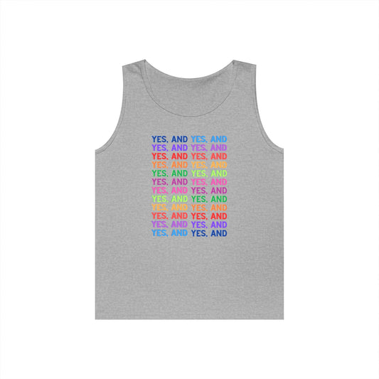 Improv, "Yes, And" // Positive Vibes Unisex Cotton Tank Top - Colorful 'YES' Design