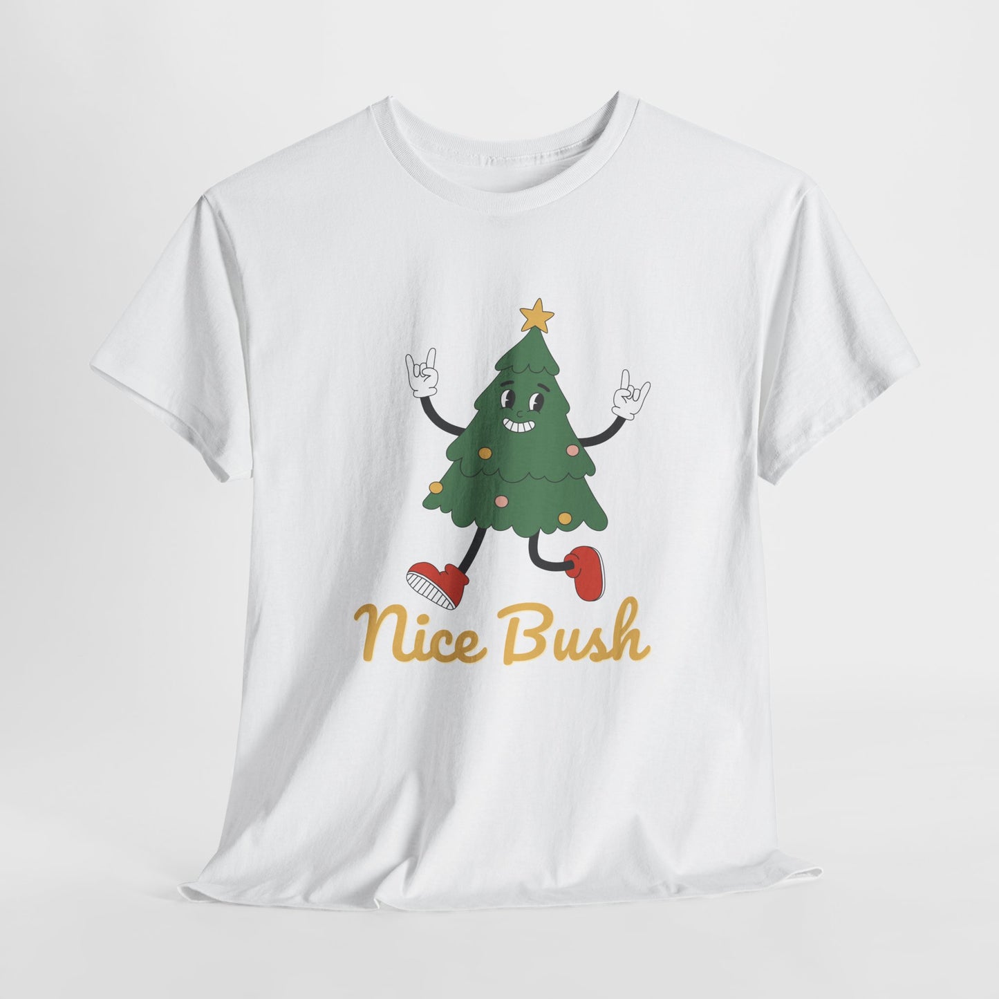 Funny Christmas Tree Tee - 'Nice Bush' Unisex Heavy Cotton T-Shirt
