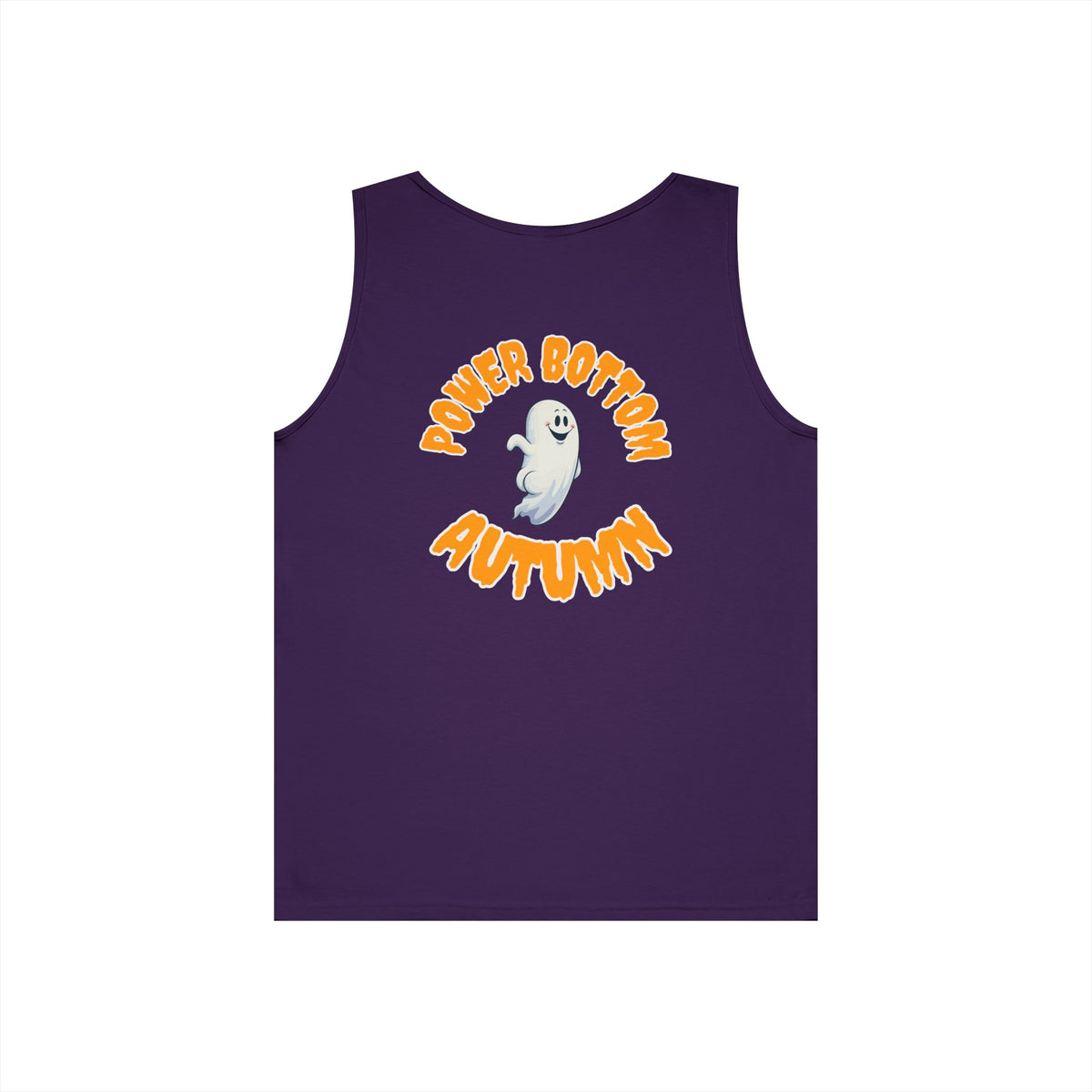 Power Bottom Autumn - White Ghost // Unisex Heavy Cotton Ghost Theme Tank Top - Fall Vibes