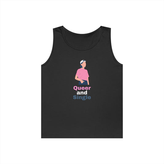 Queer and Single // Unisex Heavy Cotton Tank Top