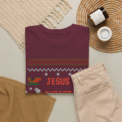 Funny Christmas Tee: "Jesus Christ Already Chill" Unisex Heavy Cotton Shirt
