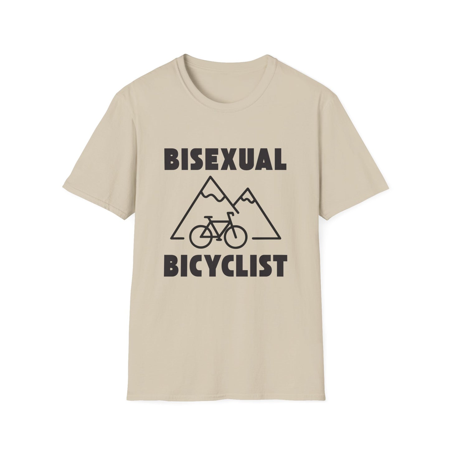 Bisexual (Mountain) Bicyclist  // Unisex Softstyle T-Shirt