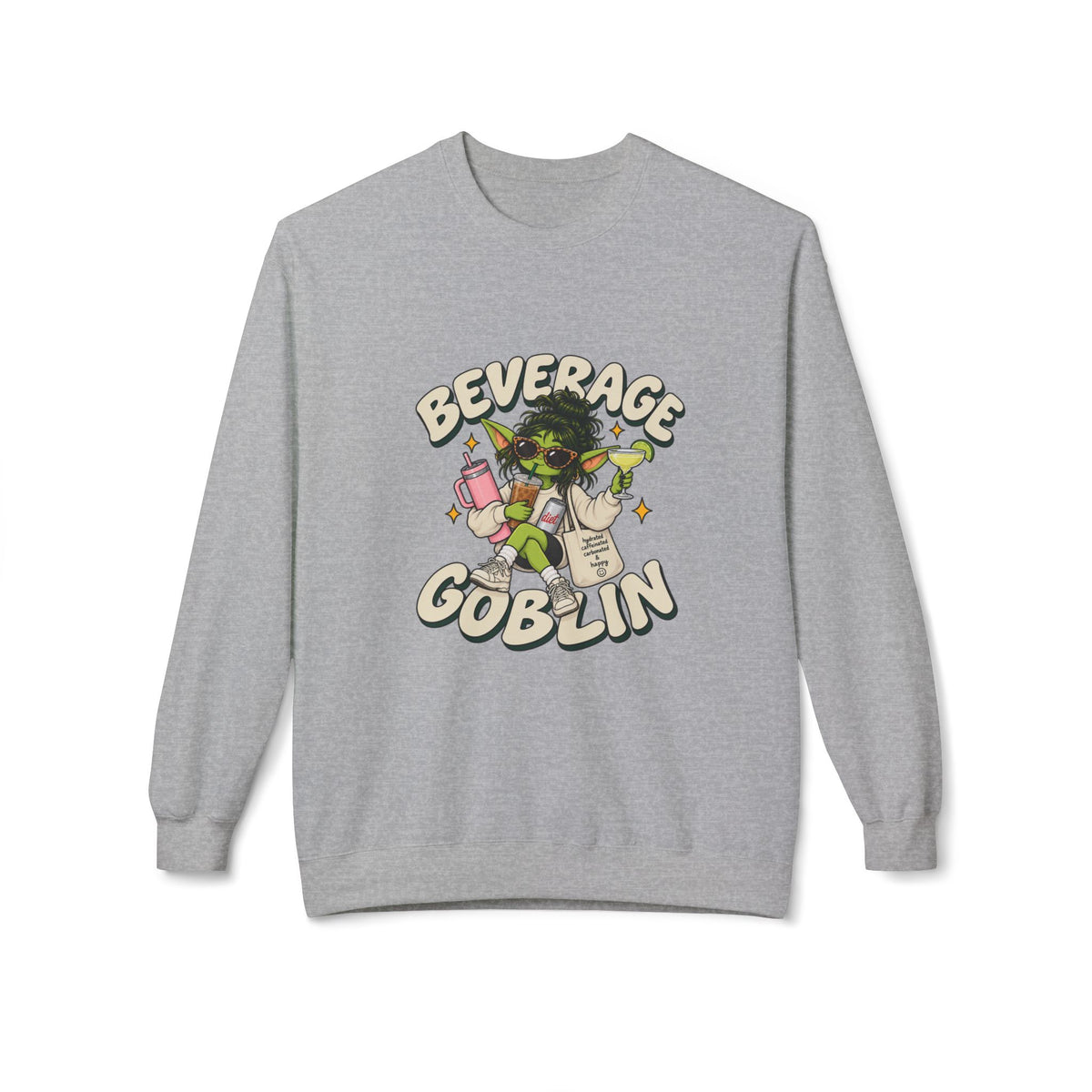 Beverage Goblin T-Shirt — Cute Retro Drink Lover Crew Neck Sweatshirt
