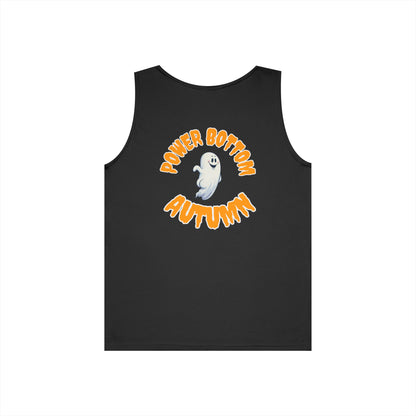 Power Bottom Autumn - White Ghost // Unisex Heavy Cotton Ghost Theme Tank Top - Fall Vibes