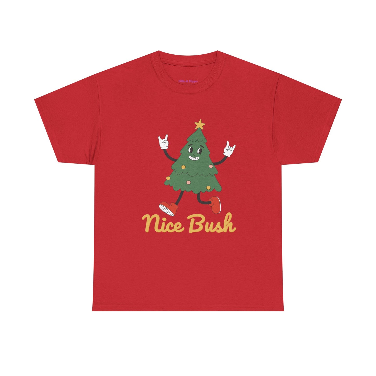 Funny Christmas Tree Tee - 'Nice Bush' Unisex Heavy Cotton T-Shirt