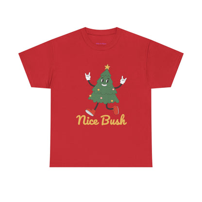Funny Christmas Tree Tee - 'Nice Bush' Unisex Heavy Cotton T-Shirt