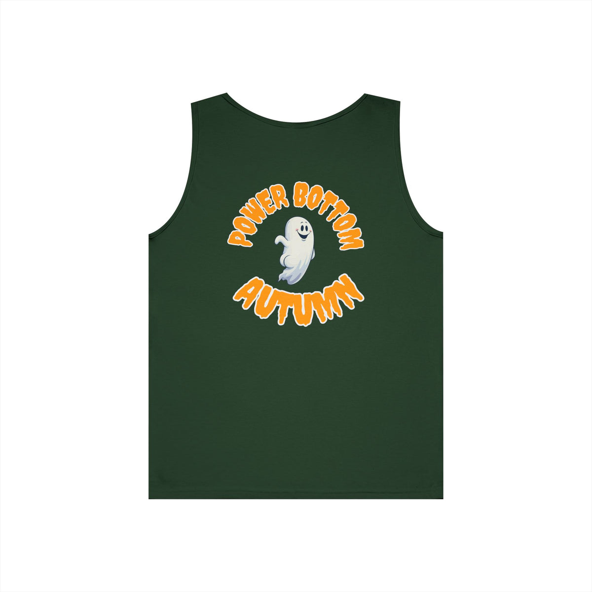 Power Bottom Autumn - White Ghost // Unisex Heavy Cotton Ghost Theme Tank Top - Fall Vibes
