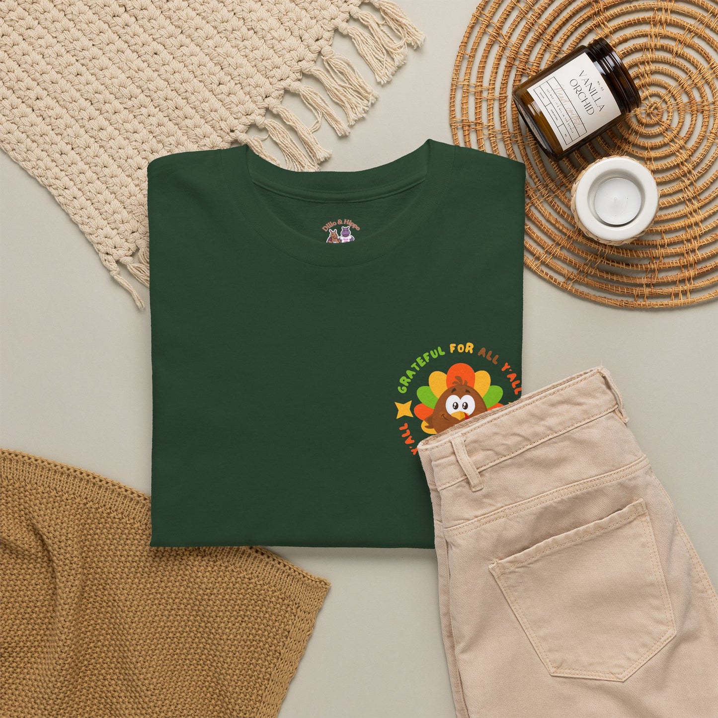 Grateful for All Y'all with Turkey // Pocket Placement // Unisex Jersey Short Sleeve Tee
