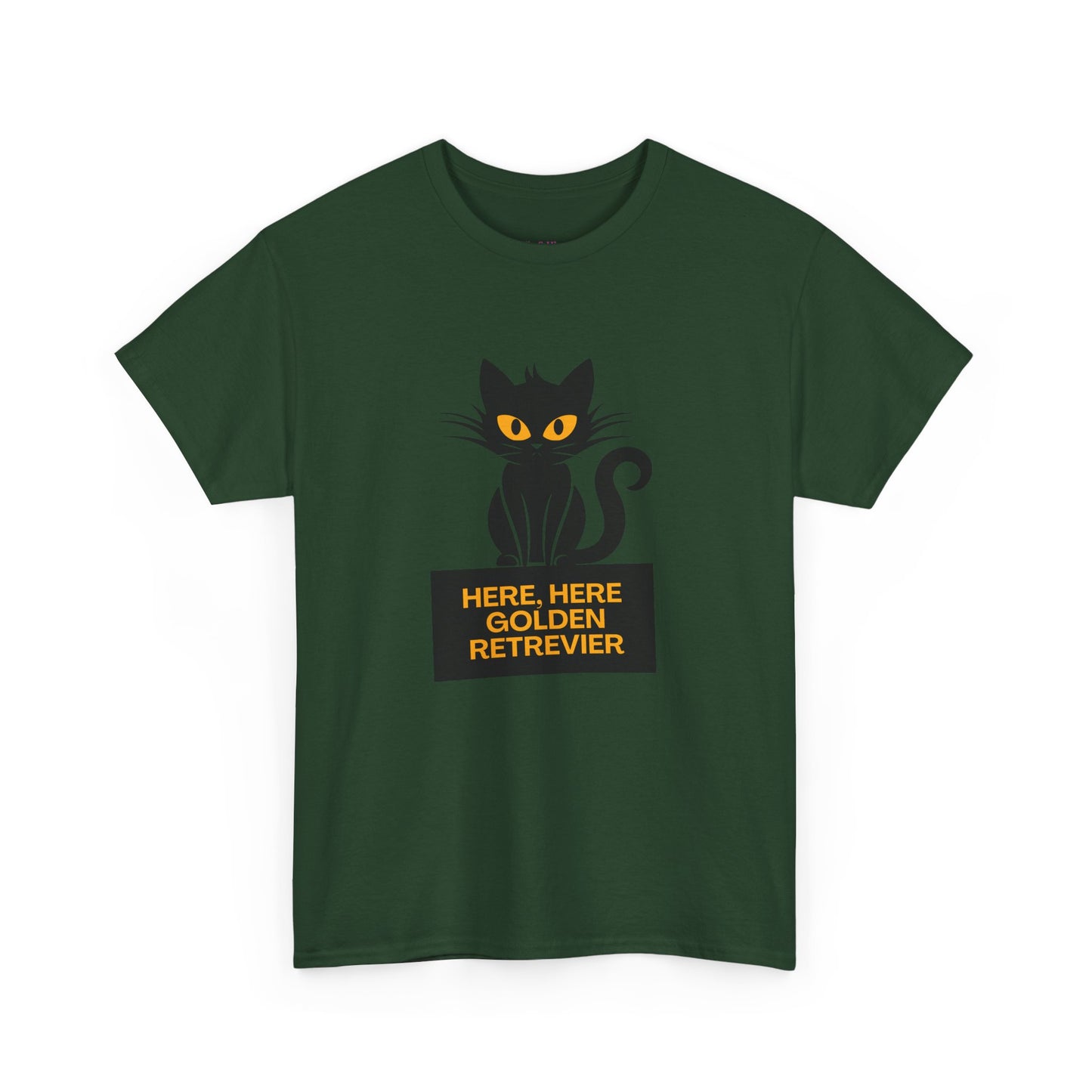 Black Cat with Sign //  Unisex Heavy Cotton Tee
